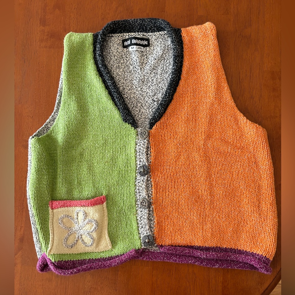 Vintage Ani Barri 100% cotton knit vest . Size Medium